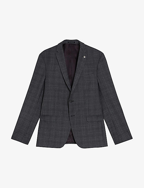 TED BAKER: Zionsji slim-fit check wool-blend blazer