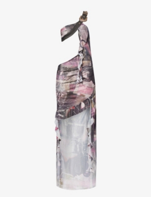 JADED LONDON: Asymmetrical cut-out stretch-woven maxi dress
