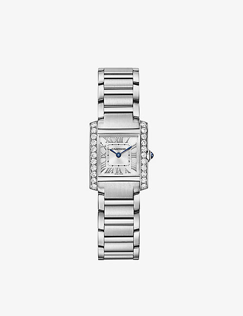 CARTIER: CRW4TA0020 Tank Francaise small stainless-steel and 0.70ct diamond quartz watch
