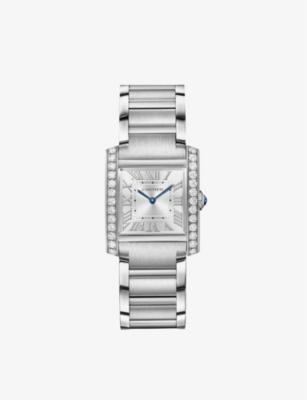CARTIER: CRW4TA0021 Tank Francaise medium stainless-steel and 1.09ct diamond quartz watch