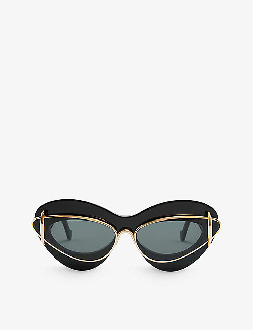 LOEWE: Double-frame cat-eye acetate and metal sunglasses