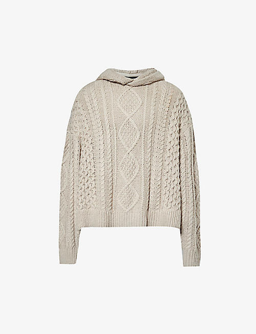 FEAR OF GOD ESSENTIALS: ESSENTIALS cable-knit relaxed-fit cotton-blend hoody