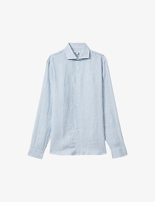 REISS: Ruban marled-texture linen shirt