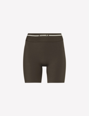 ADANOLA: Ultimate Crop branded-waistband high-rise stretch-woven bike shorts