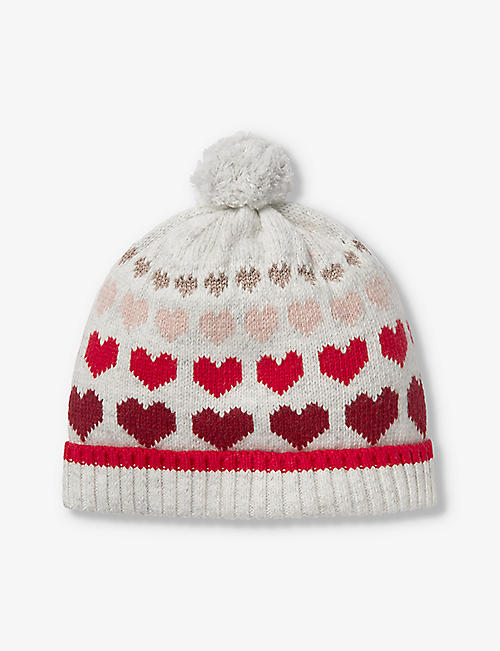 THE LITTLE WHITE COMPANY: Heart Fair Isle stretch-knit beanie hat 0-6 years