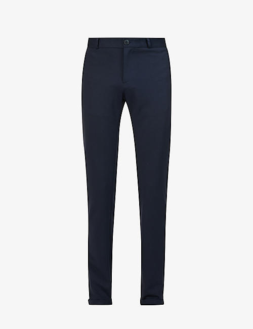 IKKS: Zip-pocket belt-loop straight-leg slim-fit stretch-woven blend trousers