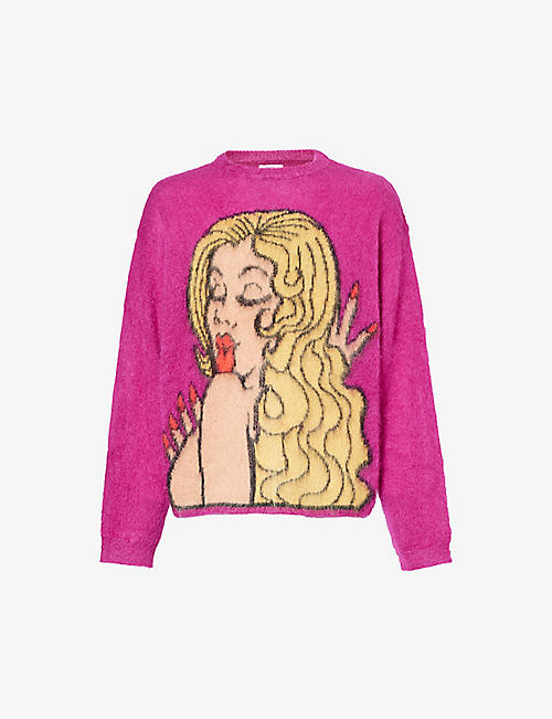 ERL: Kiss graphic-intarsia wool-blend jumper