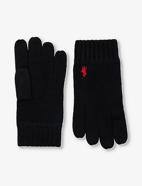 POLO RALPH LAUREN: Brand-print wool gloves