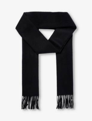 JOHNSTONS: Fringe-trim brushed cashmere scarf