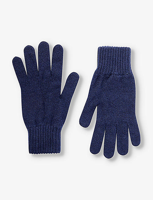 JOHNSTONS: Ribbed-cuff knitted cashmere gloves