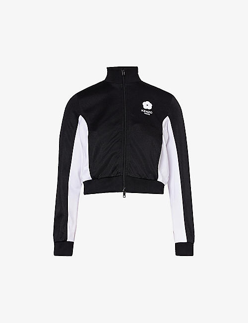 KENZO: Funnel-neck logo-appliqué stretch-woven jacket
