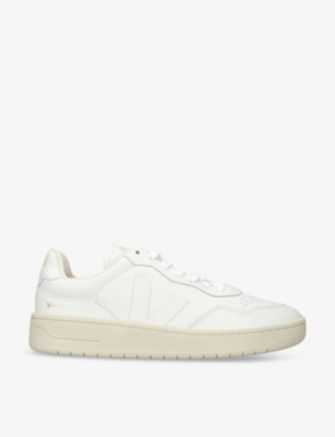 VEJA: Men's V90 logo-embroidered low-top leather trainers