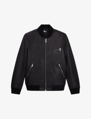 THE KOOPLES: Regular-fit ribbed-trims leather jacket