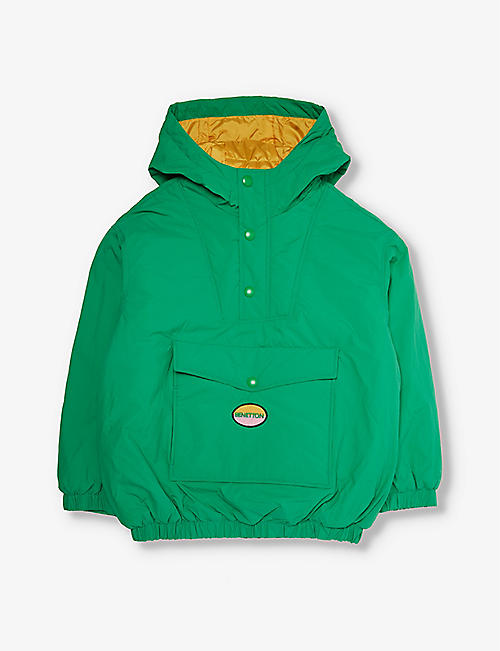 BENETTON: Logo-patch hooded shell jacket 6-14 years
