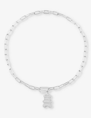 APM MONACO: Snow Yummy Bear sterling-silver and zirconia clip-pendant chain necklace