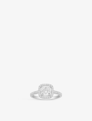 APM MONACO: Square sterling-silver and pavé cubic-zirconia ring