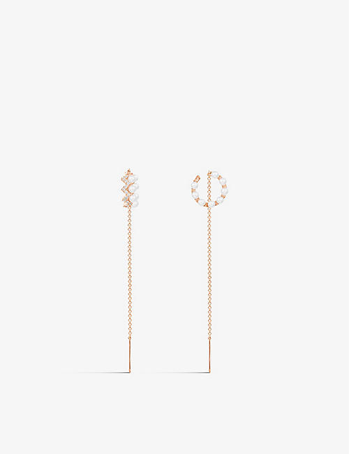 APM MONACO: Up And Down 18ct rose gold-plated metal and pearl ear cuffs