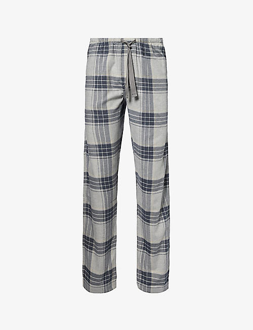 ZIMMERLI: Check-pattern slip-pocket cotton and wool-blend pyjama bottoms