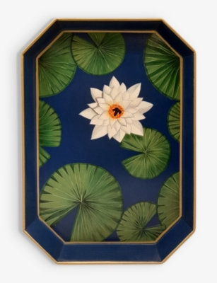 LES OTTOMANS: Flowers hand-painted iron tray 20cm x 73cm