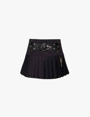 CHOPOVA LOWENA: Wendron knife-pleat cotton mini skirt