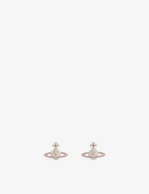 VIVIENNE WESTWOOD JEWELLERY: Kika platinum plated brass and cubic zirconia earrings