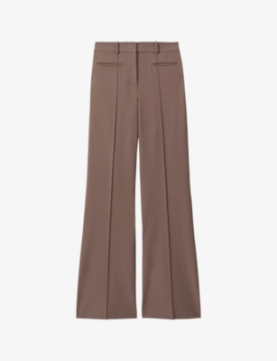 REISS: Claude pinched-seam flared-leg high-rise stretch-woven trousers