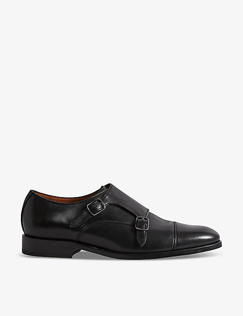 REISS: Amalfi double-monk strap leather shoes