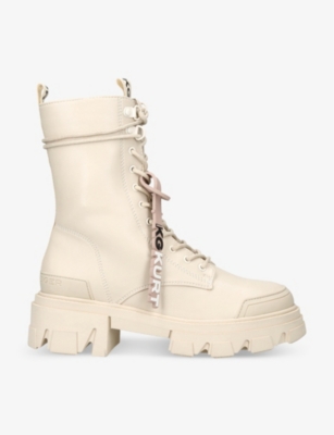 KG KURT GEIGER: Trekker logo-charm faux-leather ankle boots