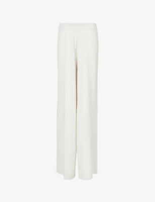 LEEM: Elasticated-waistband wide-leg mid-rise knitted trousers