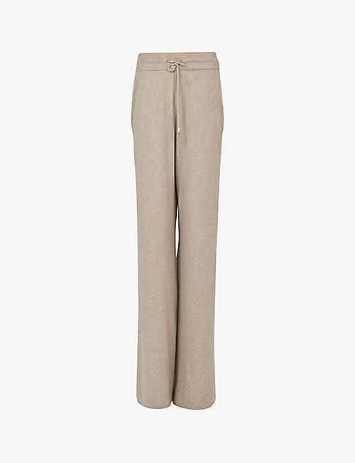 LEEM: Elasticated-waistband wide-leg knitted trousers