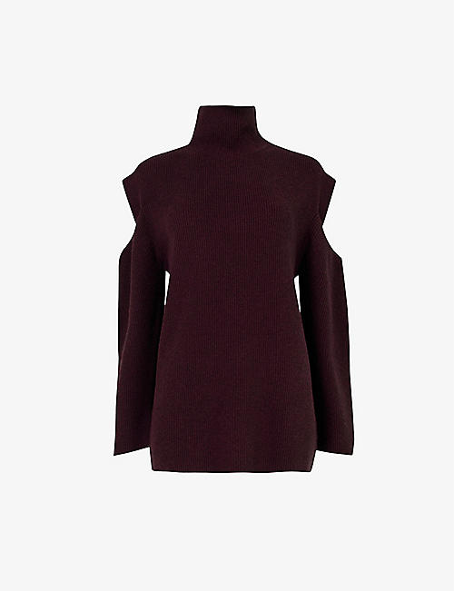 LEEM: High-neck cut-out knitted jumper