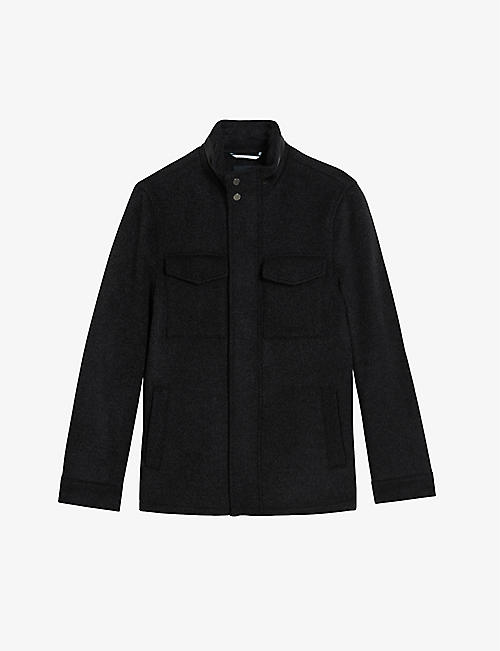 TED BAKER: Knowl funnel-neck regular-fit wool field jacket