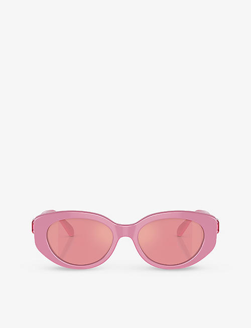 SWAROVSKI: SK6002 oval-frame gem-embellished acetate sunglasses