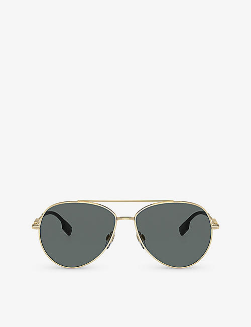 BURBERRY: BE3147 pilot-frame metal sunglasses