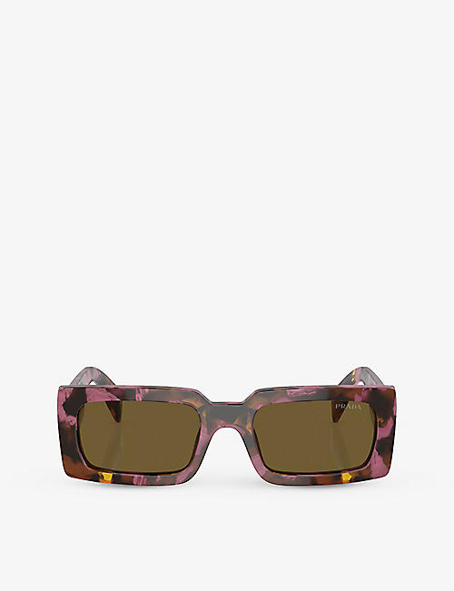 PRADA: PR A07S pillow-frame tortoiseshell acetate sunglasses