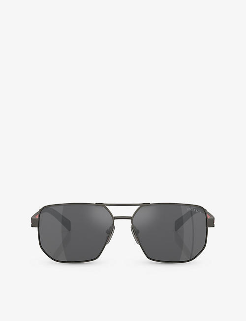 PRADA LINEA ROSSA: PS 51ZS pilot-frame metal sunglasses