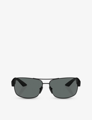 PRADA LINEA ROSSA: PS 50ZS pillow-frame metal sunglasses