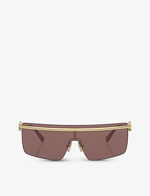 MIU MIU: MU 50ZS irregular-frame metal sunglasses