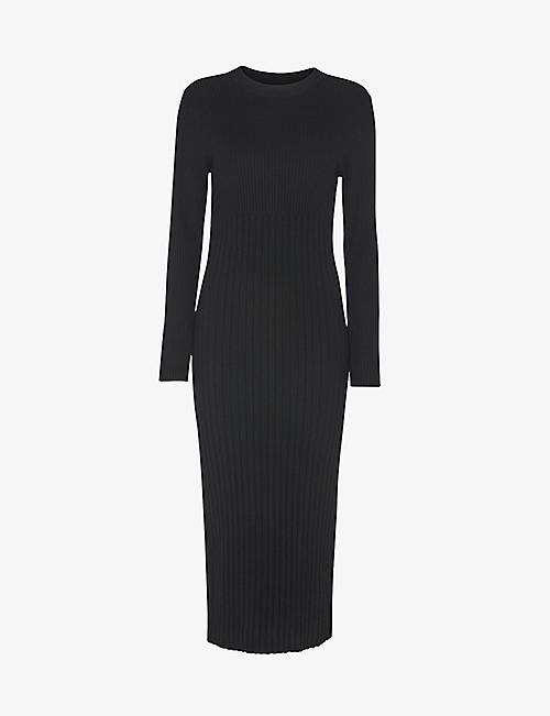 WHISTLES: Round-neck ribbed knitted midi dress