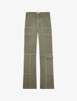 ZADIG&VOLTAIRE: Pepper contrast-pipping wide-leg mid-rise cotton-twill trousers