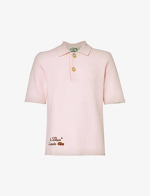 LACOSTE: Le FLEUR* x Lacoste logo-embroidered regular-fit wool-knit polo shirt