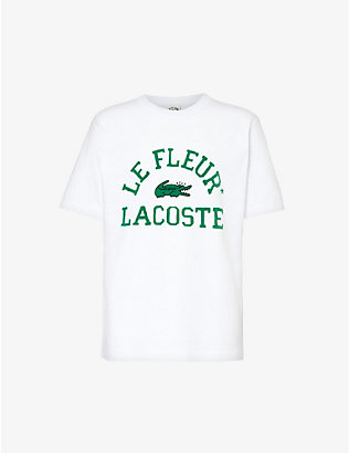LACOSTE: le FLEUR* x Lacoste logo-print cotton-jersey T-shirt