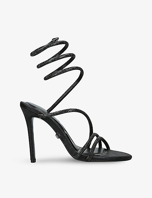CARVELA: Spiral 105 crystal-embellished woven heeled sandals