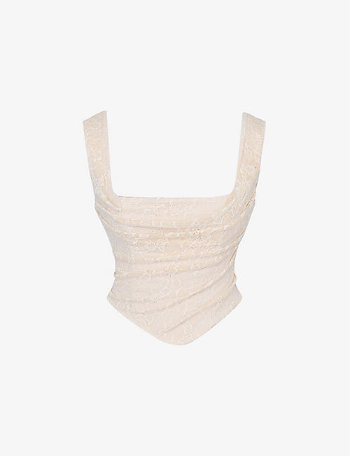 HOUSE OF CB: Una corseted stretch-woven top