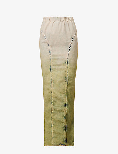 RICK OWENS: Rick Owens x Moncler gradient-pattern stretch-cotton maxi skirt