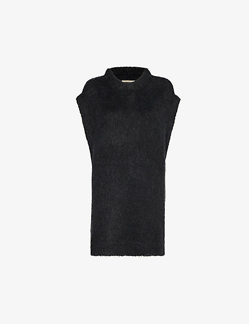 UMA WANG: Brushed-texture relaxed-fit alpaca wool-blend knitted top