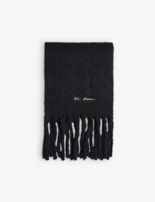 TED BAKER: Shelmas fringe-embellished knitted scarf