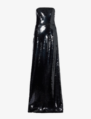 ALBERTA FERRETTI: Strapless sequin-embellished woven maxi dress
