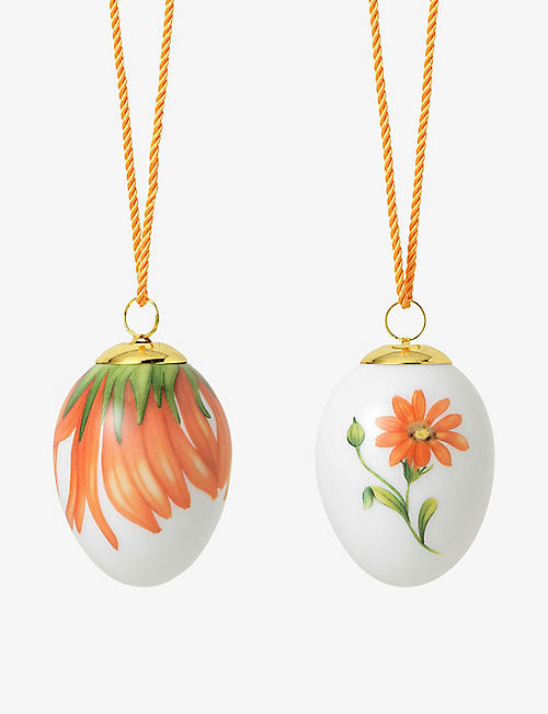 ROYAL COPENHAGEN: Marigold porcelain egg decoration set of two