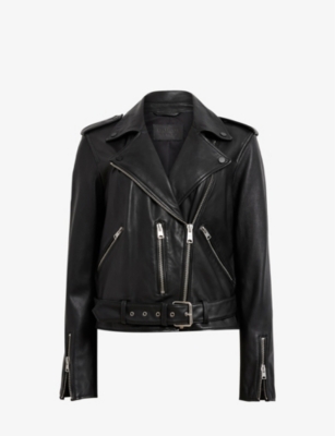 ALLSAINTS: Balfern belted-hem leather biker jacket